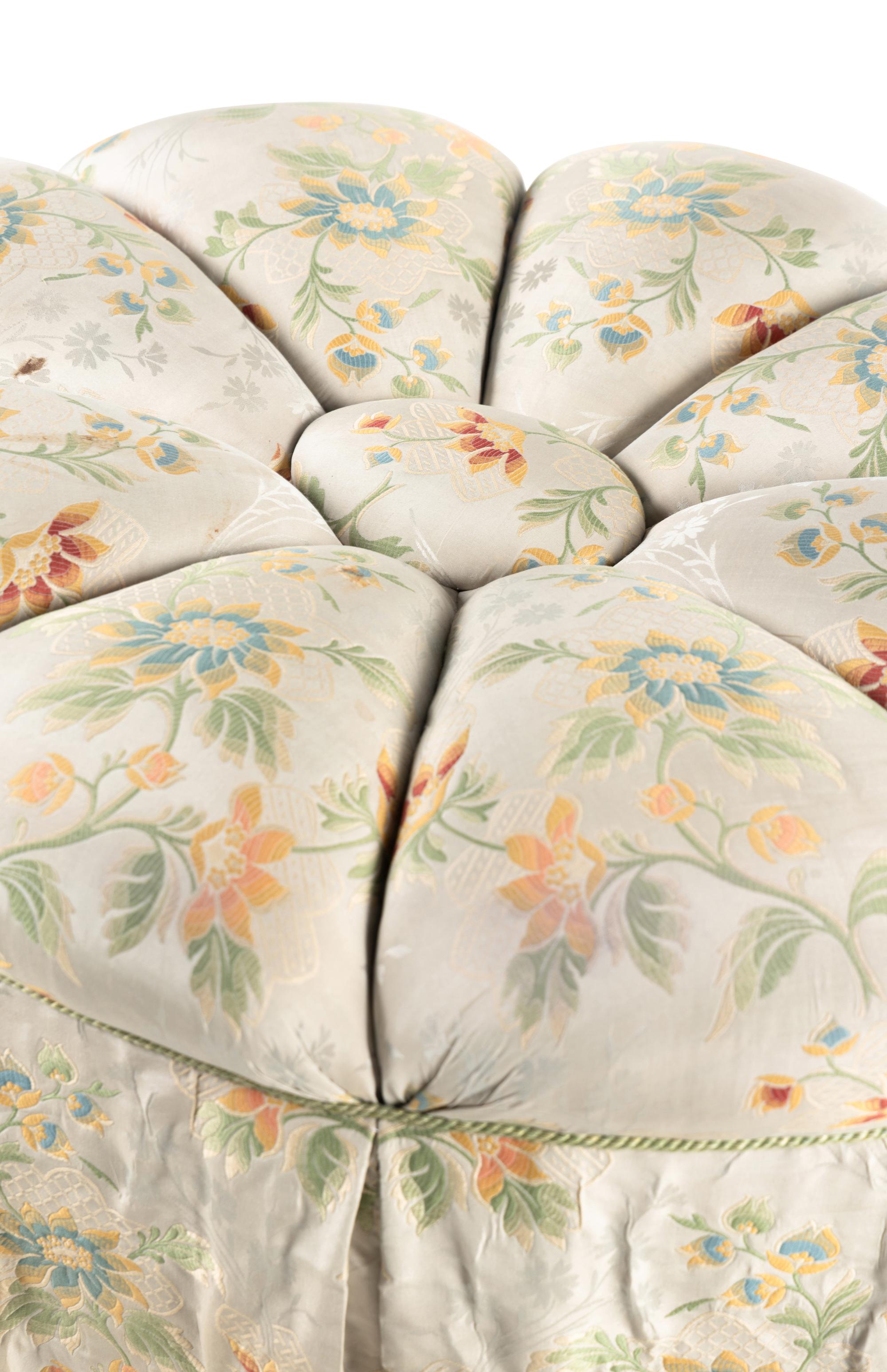 A Contemporary Jacquard Upholstered Ottoman
