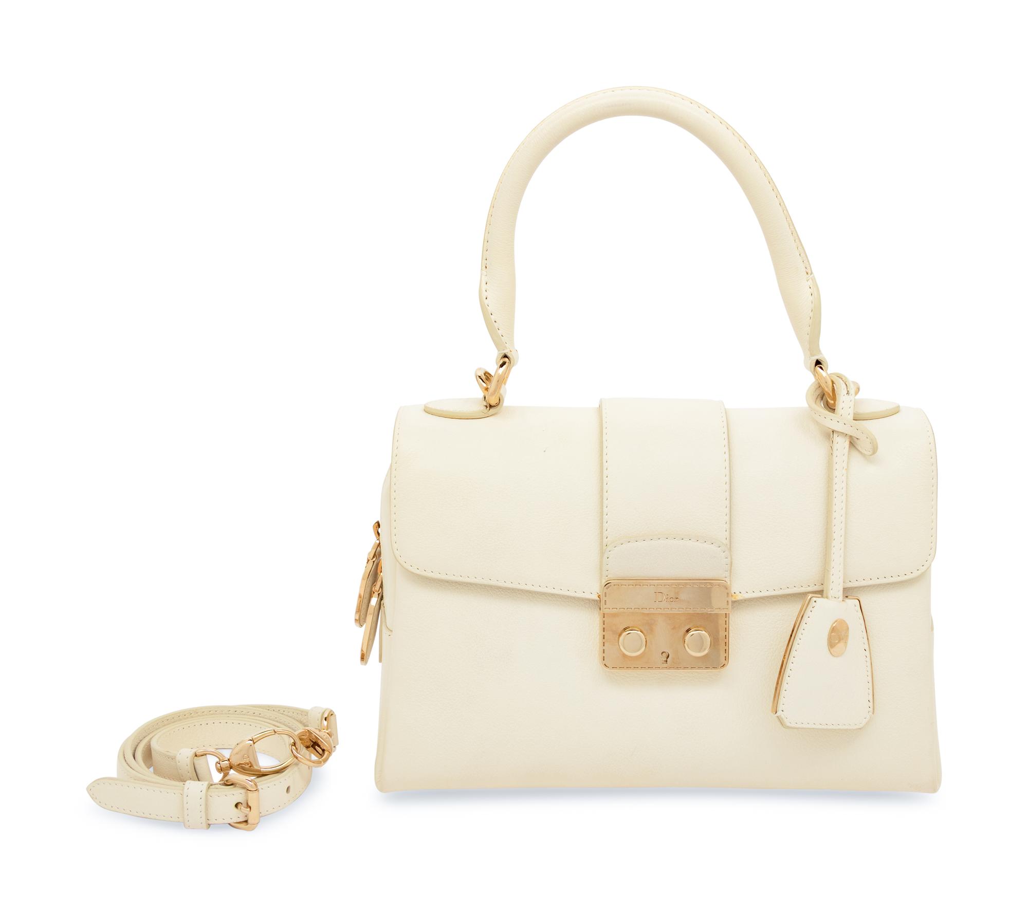 Christian Dior, White Leather Handbag
