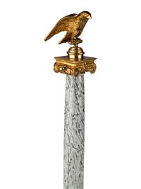 A Pair of Italian Gilt-Bronze Mounted Variegated Grey and Breccia Rosso Marble Columns