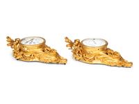A Louis XV Style Gilt Bronze Cartel Clock and Barometer