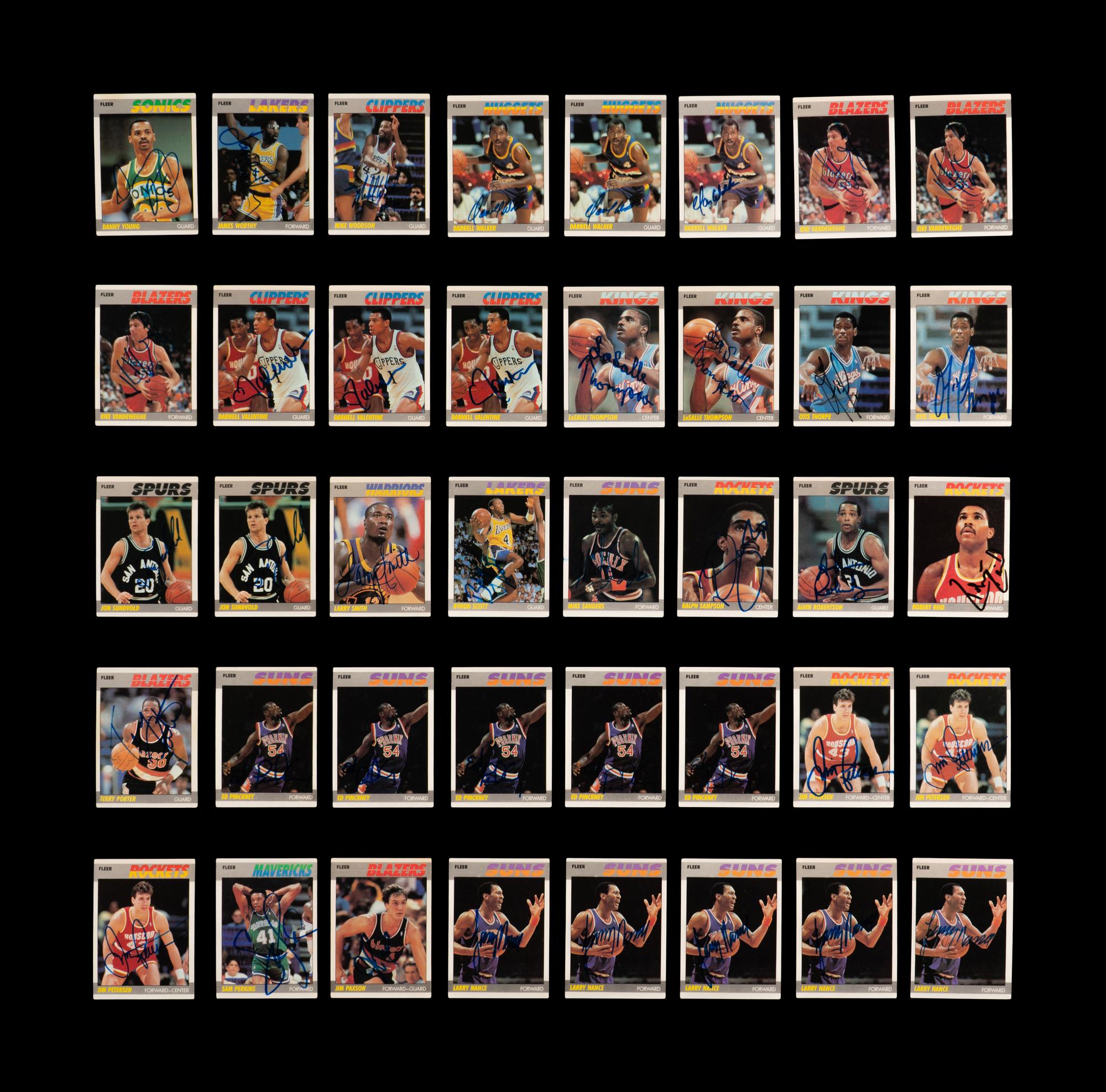A Collection of 1987 Fleer Signed Autograph Basketball Cards (79)