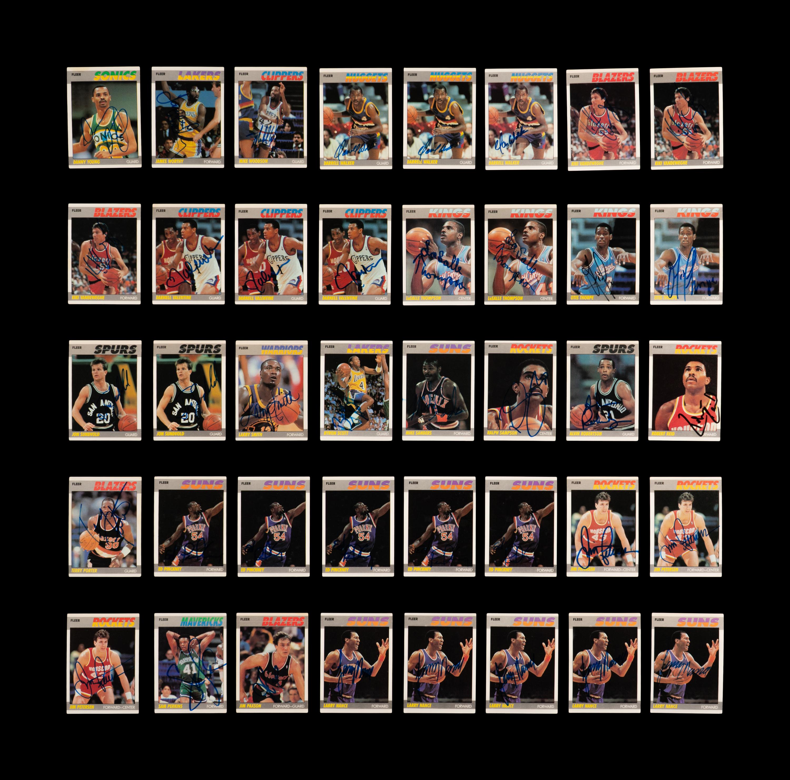 A Collection of 1987 Fleer Signed Autograph Basketball Cards (79)