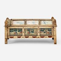 A Prisoner-of-War carved and paint-decorated bone game box circa 1815