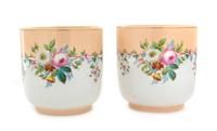 A Pair of French Porcelain Cache Pots Height 7 inches. — LATE 19TH CENTURY