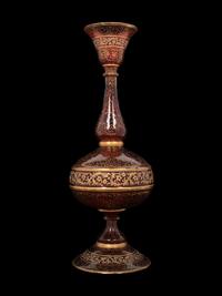 A Persian Market Gilt Decorated Cranberry Glass Vase