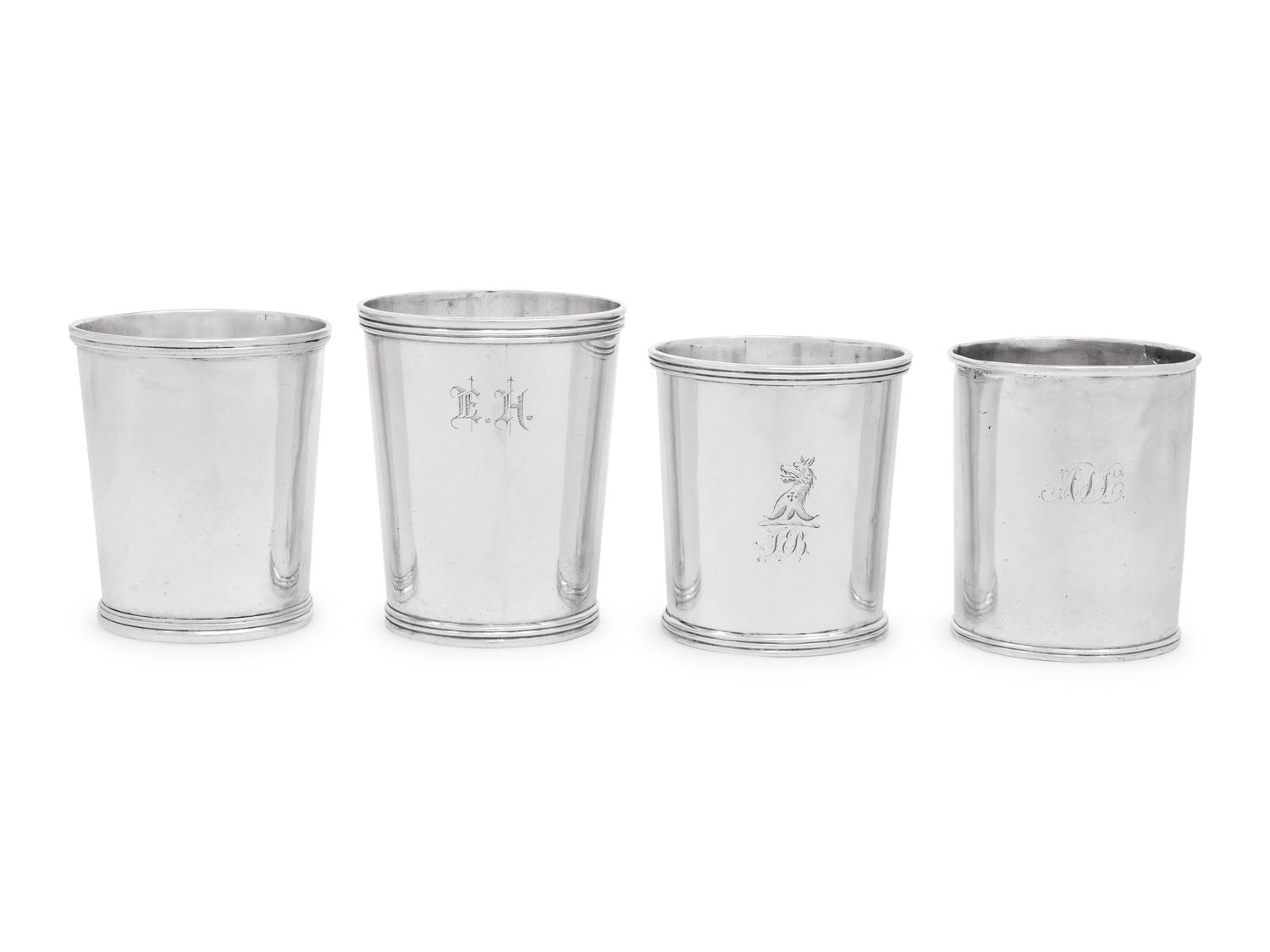 Four American Coin Silver Beakers