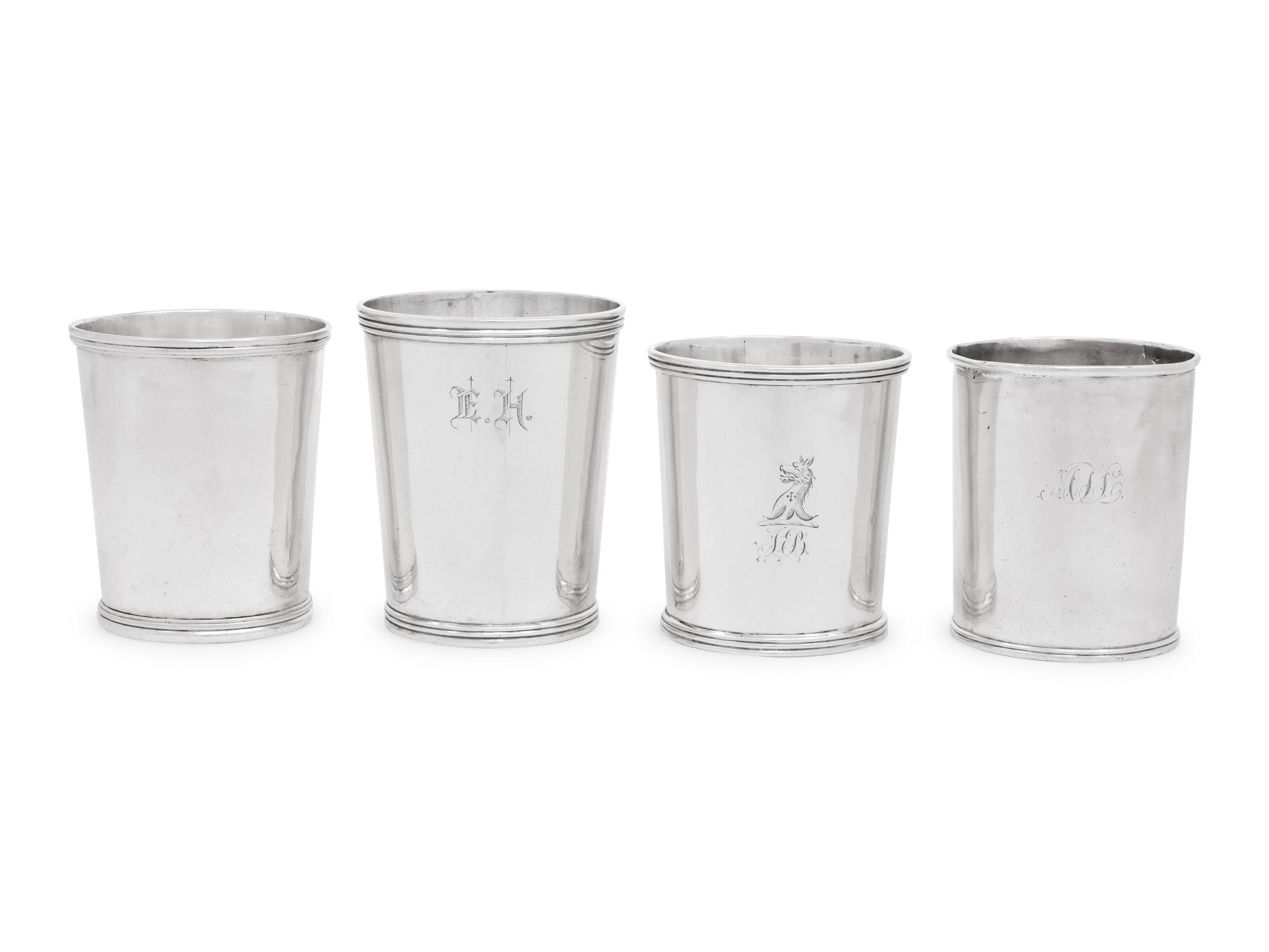 Four American Coin Silver Beakers