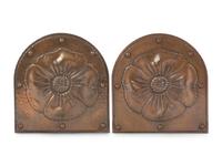 Roycroft Hammered Copper Poppy Bookends
