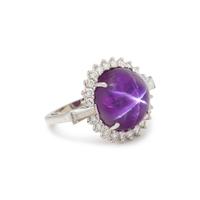 PURPLE STAR SAPPHIRE AND DIAMOND RING