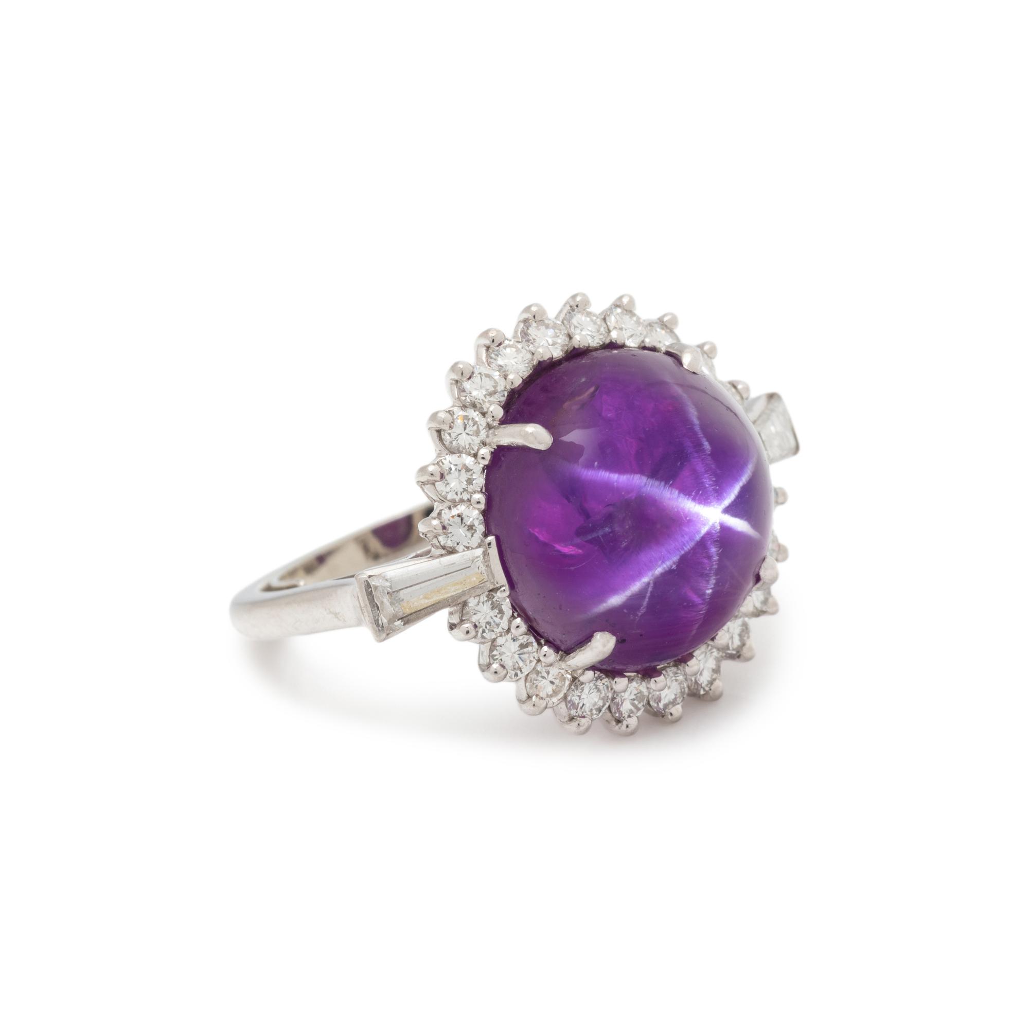 PURPLE STAR SAPPHIRE AND DIAMOND RING