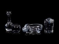 Three Glass Paperweights and a Dish