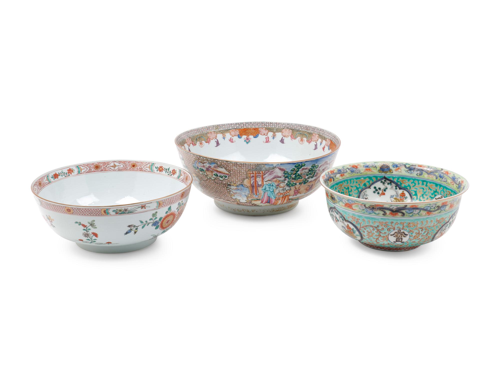 A Large Chinese Export Rose Medallion Porcelain Bowl