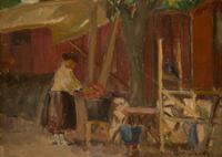 Woman in the Courtyard and A Country Church in France (two works)