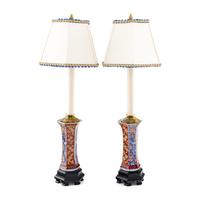 A Pair of Imari Porcelain Vases Mounted as Lamps