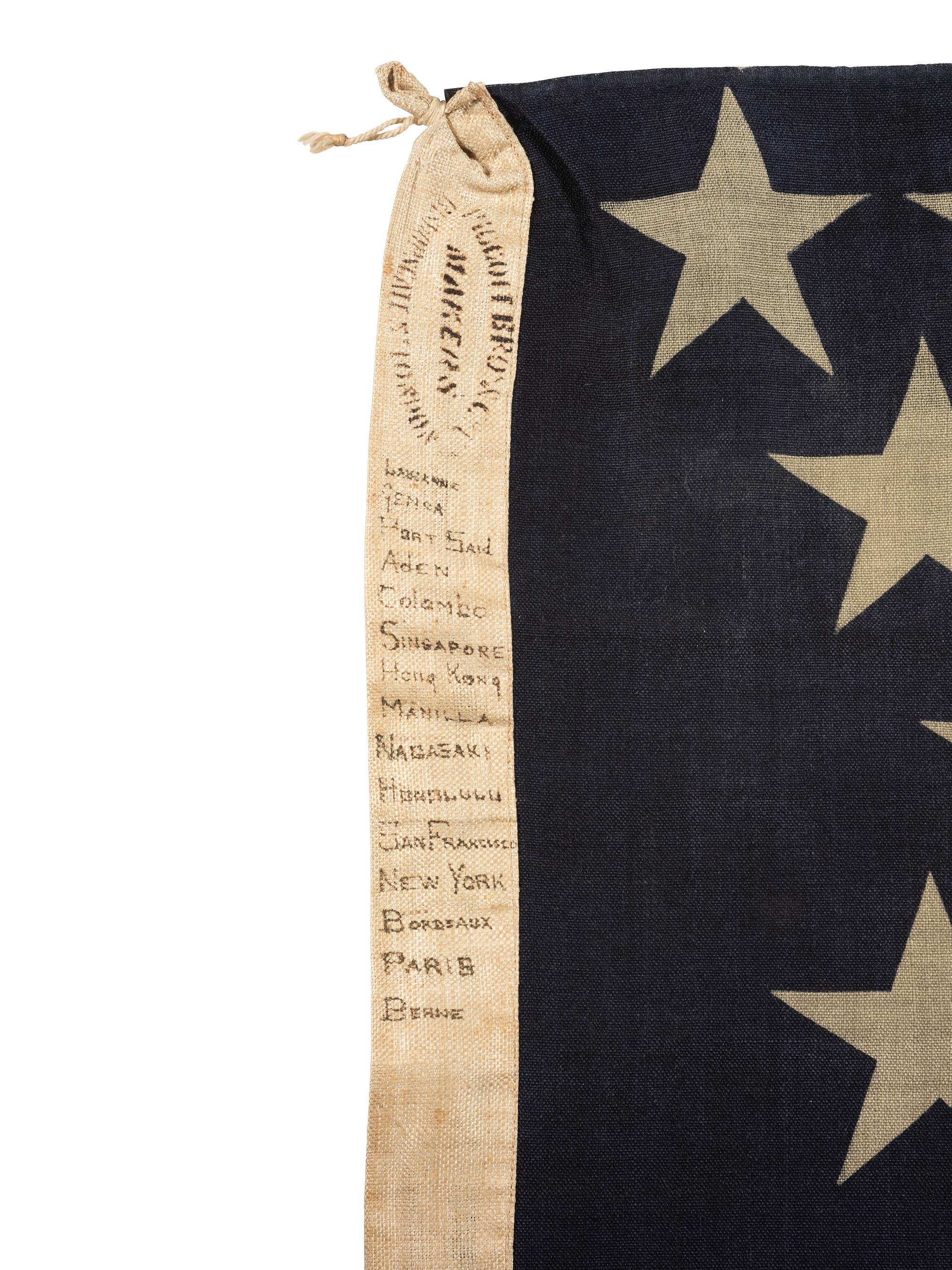[FLAGS]. 44-star American flag made by Piggolt Bros. & Co., London. Ca 1890.