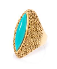 An 18 Karat Gold and Turquoise Ring, Italian, 5.90 dwts.