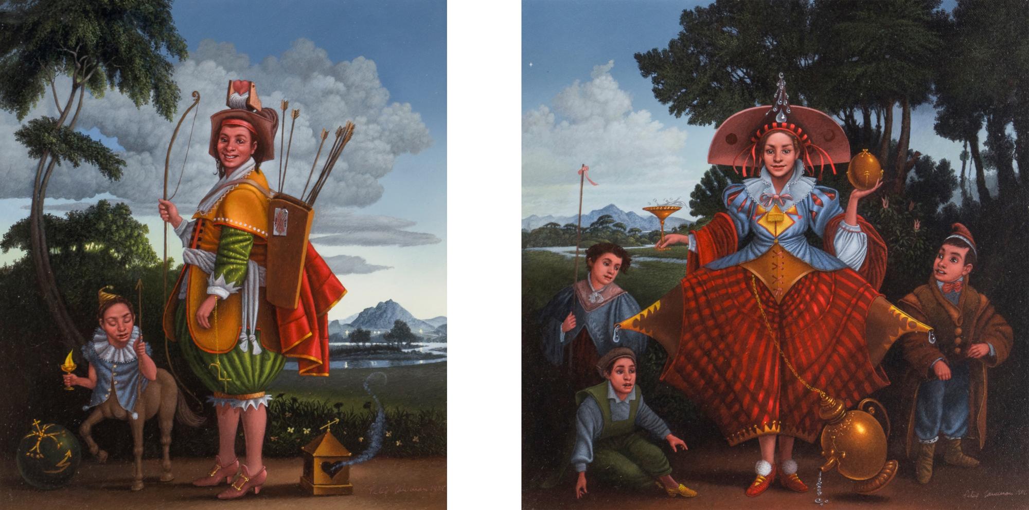 Aquarius and Sagittarius, The Arrows of Love , 1989 (a pair of works)