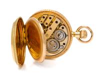 An 18 Karat Yellow Gold, Polychrome Enamel and Diamond Hunter Case Pocket Watch for the Ottoman Market, Bautte Geneve,