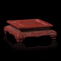 A Chinese Lacquer Square Stand by Lu Kuisheng (1775-1850) made for Guaerjia Binliang (1784-1847) 清嘉慶-道光 盧 葵 生為瓜尔佳·斌良製雕漆方座