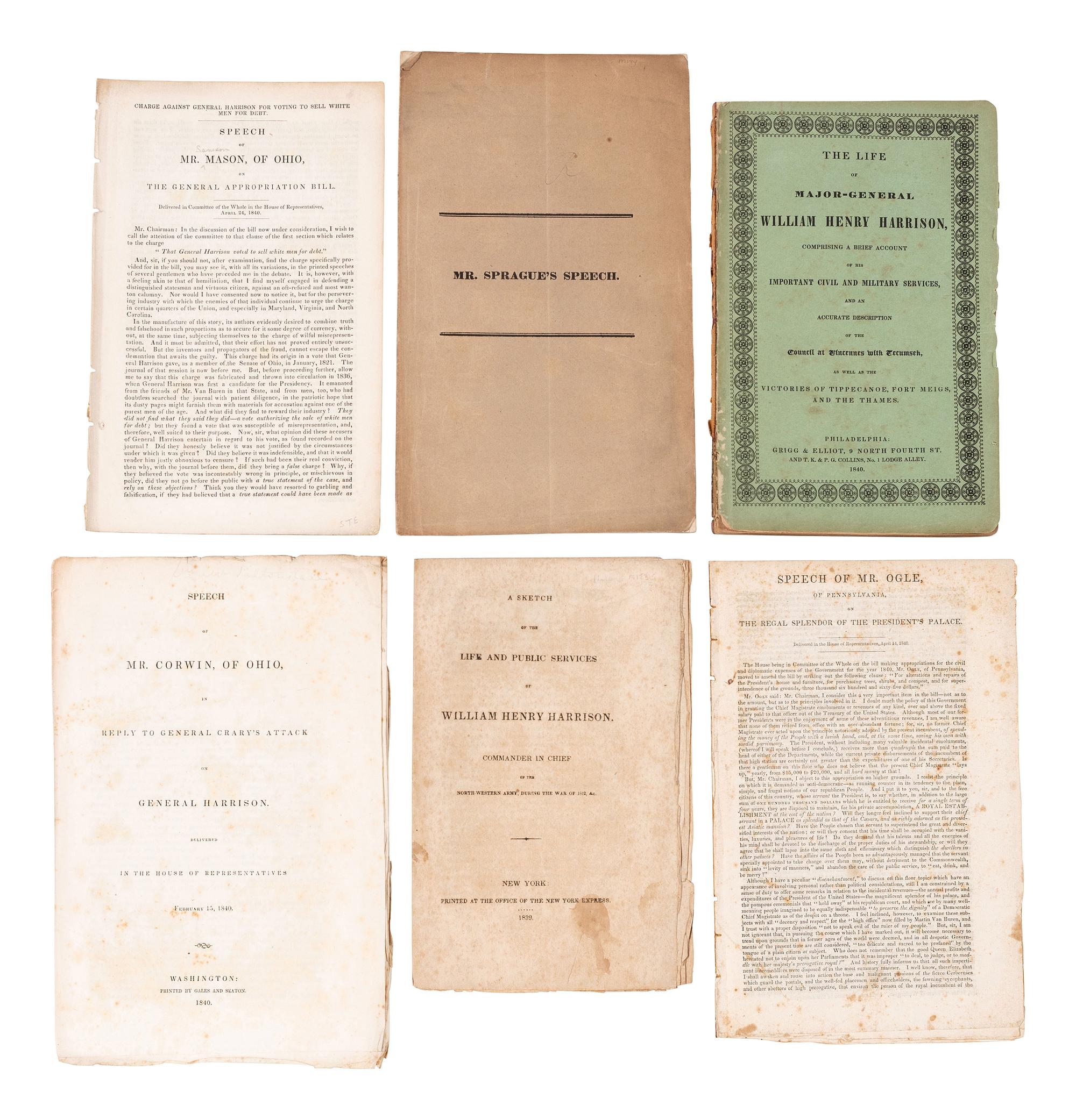 [HARRISON, William Henry (1773-1841)]. A group of pamphlets including campaign biographies