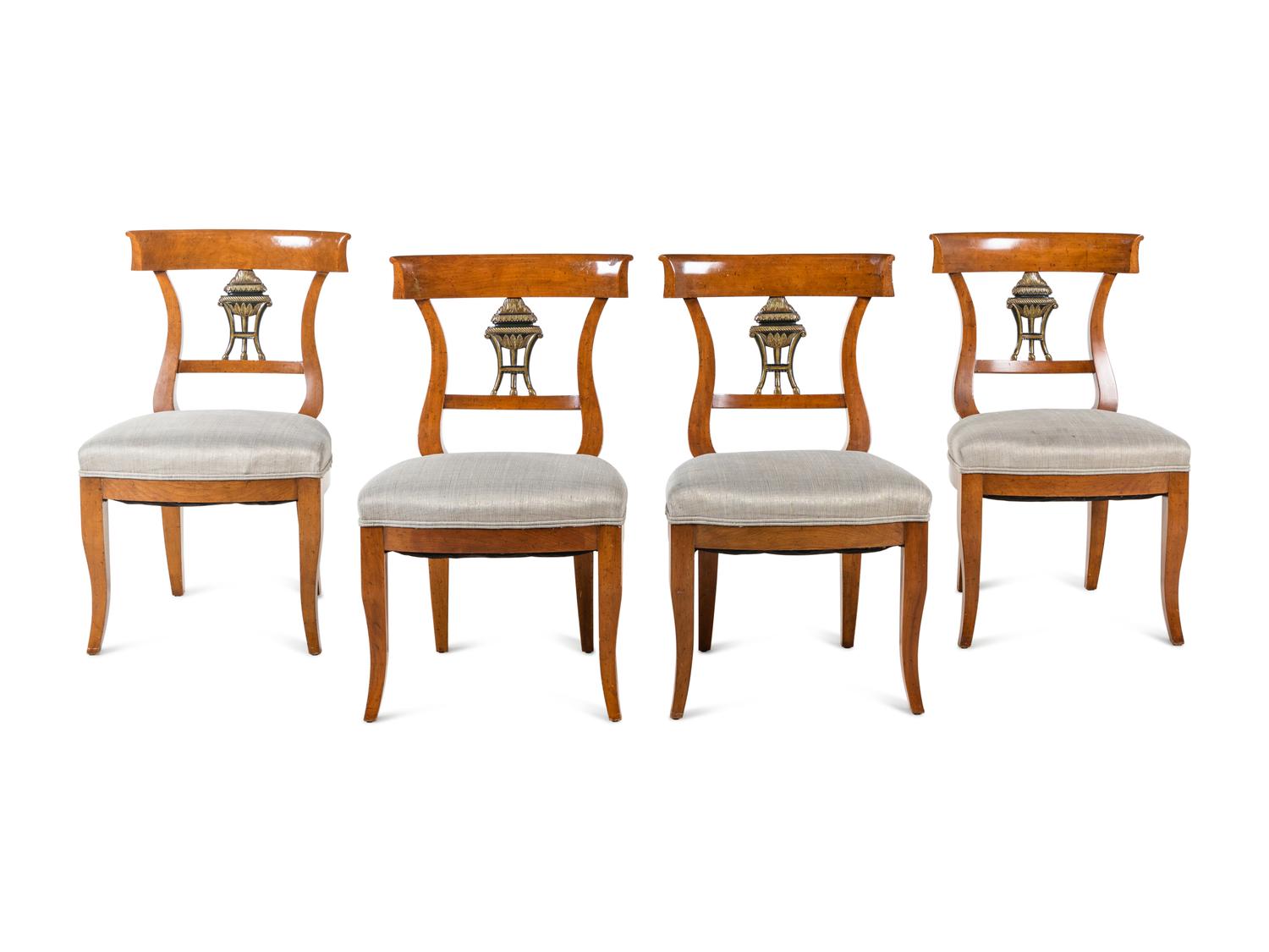 A Set of Four Biedermeier Style Dining Chairs