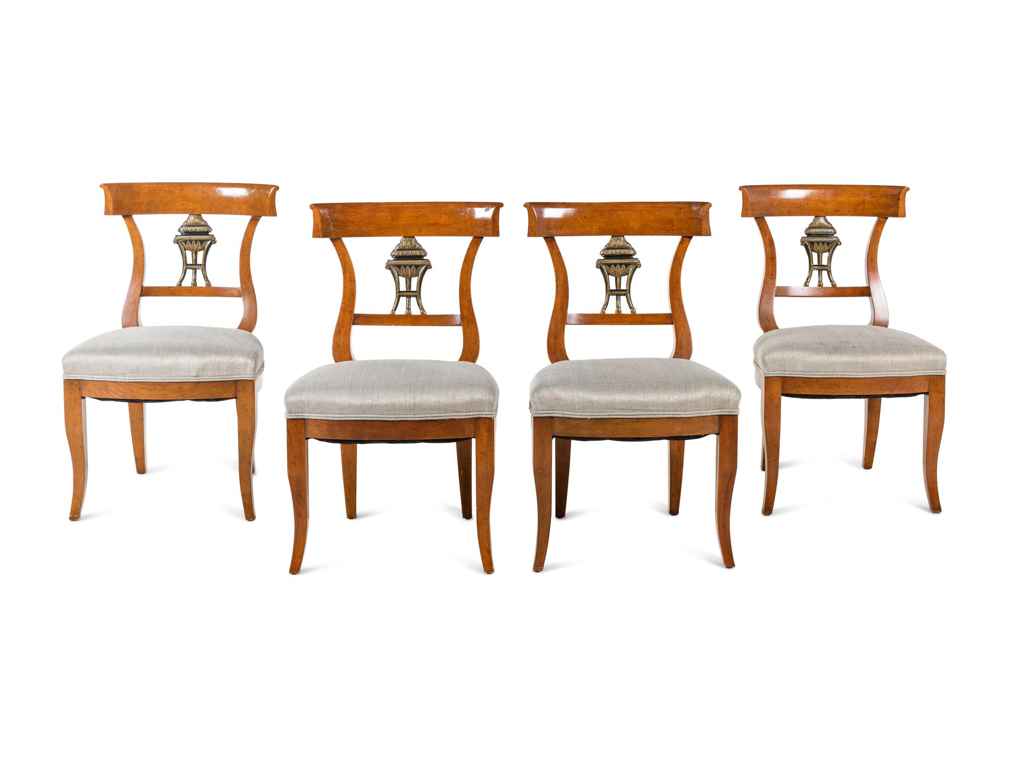 A Set of Four Biedermeier Style Dining Chairs