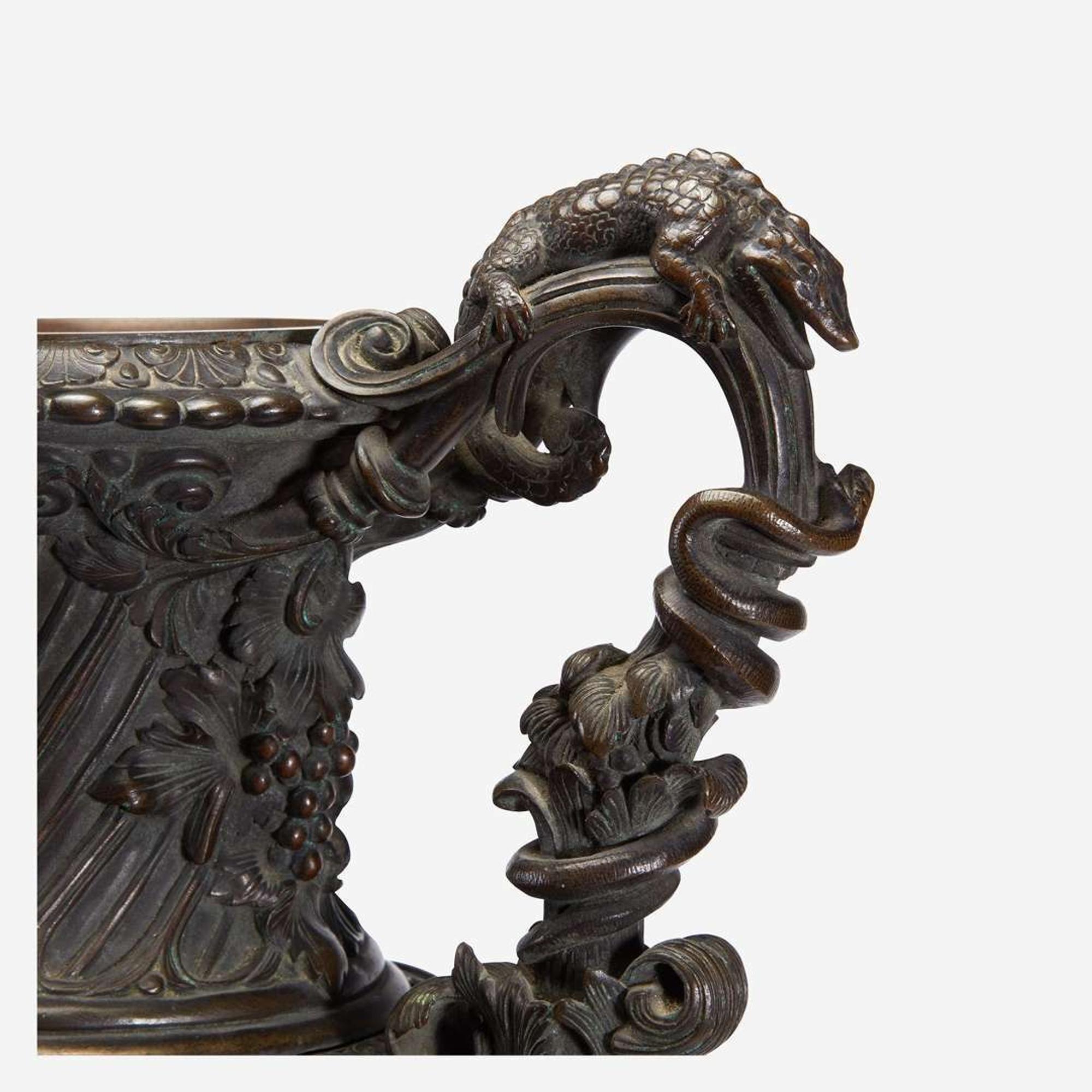 A Pair of Patinated Bronze Urns likely French, 19th century