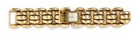 A Retro 18 Karat Yellow Gold and Diamond Surprise Wristwatch, 72.60 dwts.