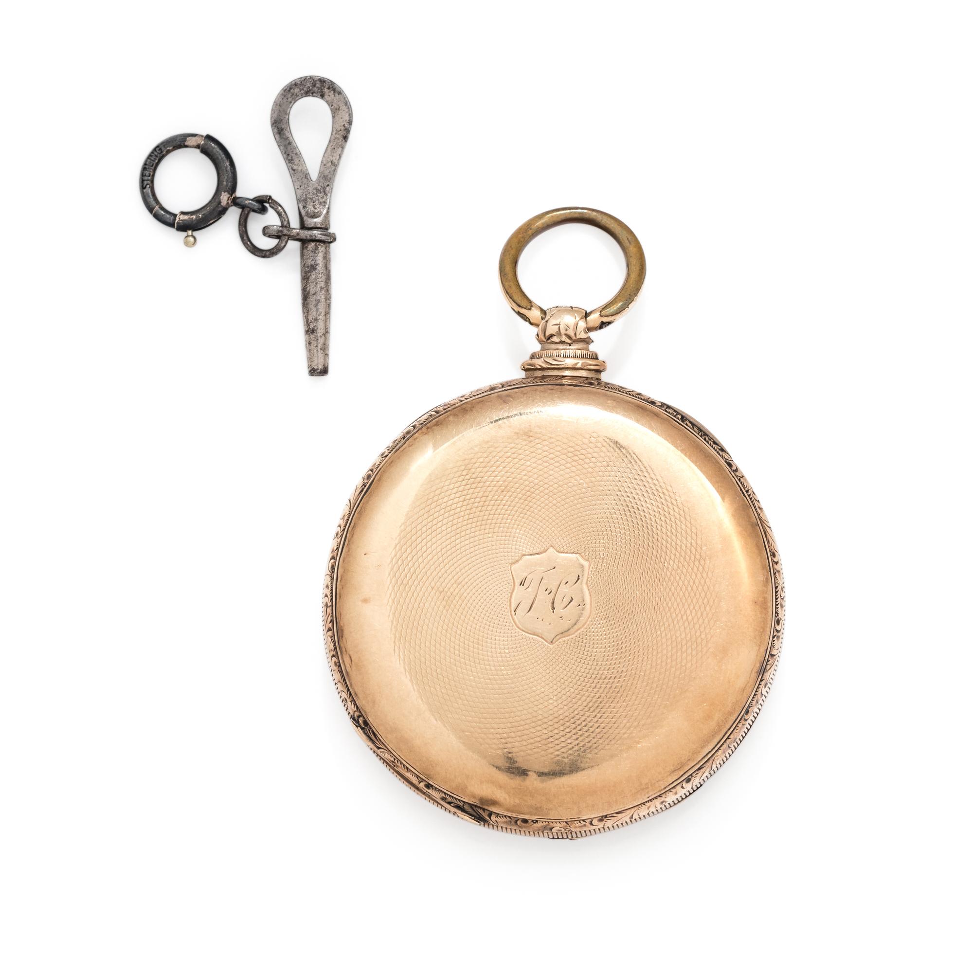 M.J. TOBIAS, GOLD-FILLED OPEN FACE POCKET WATCH