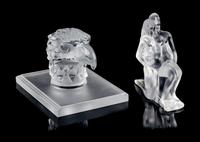 Lalique, , two glass figural sculptures, etched Lalique France