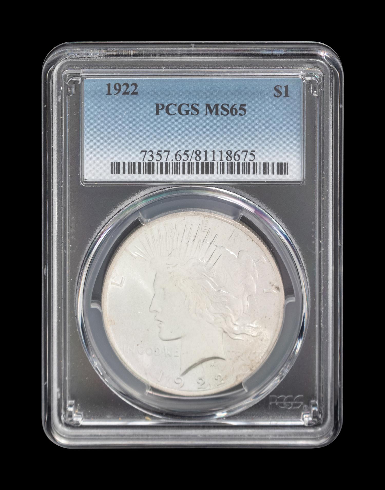 A 1922 Peace $1 Coin (PCGS MS65)