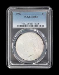 A 1922 Peace $1 Coin (PCGS MS65)