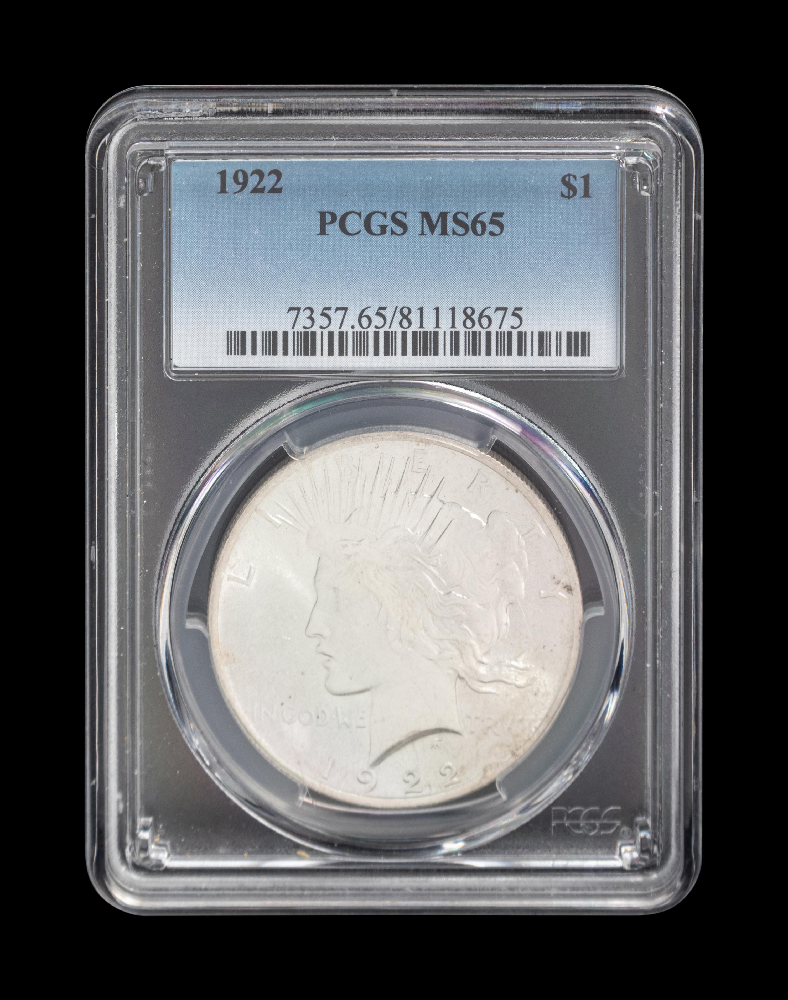 A 1922 Peace $1 Coin (PCGS MS65)
