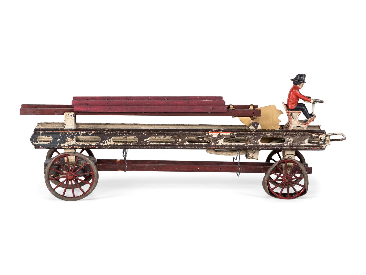 Two Pressed Steel and Tin Toy Fire Trucks