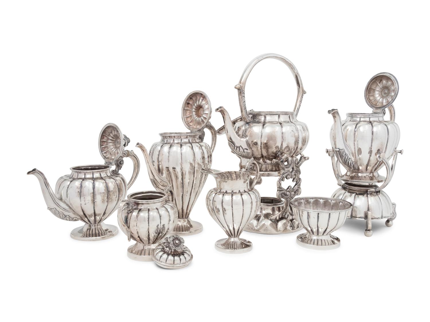A Mexican Silver Eight-Piece Tea and Coffee Service