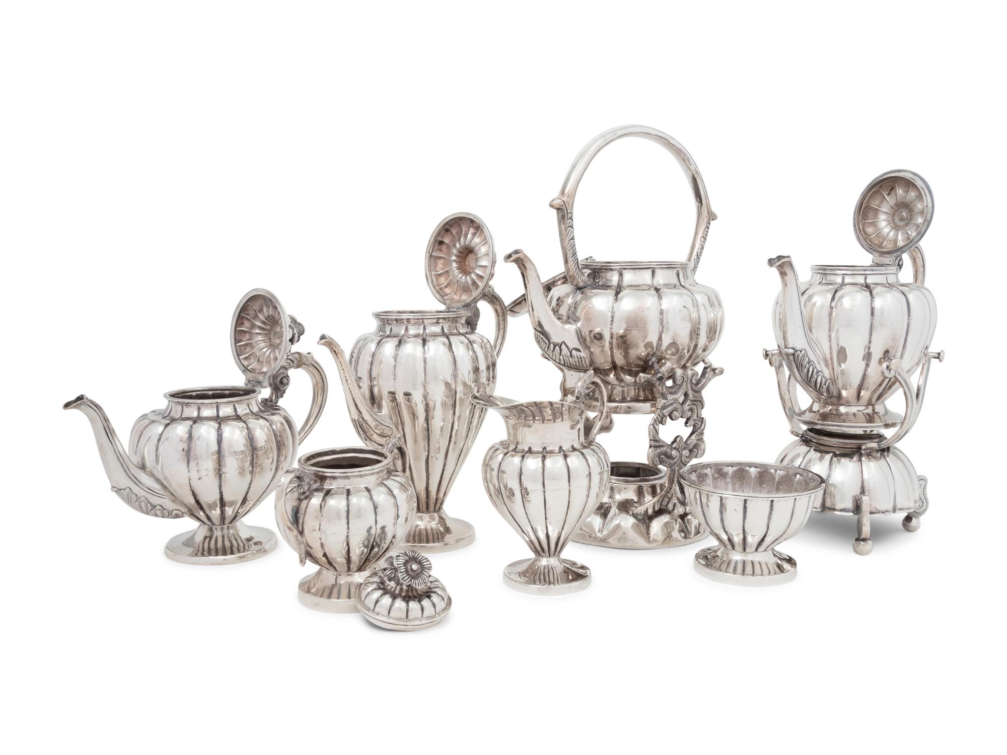 A Mexican Silver Eight-Piece Tea and Coffee Service