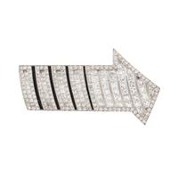 Diamond, Enamel, and Platinum Arrow Brooch
