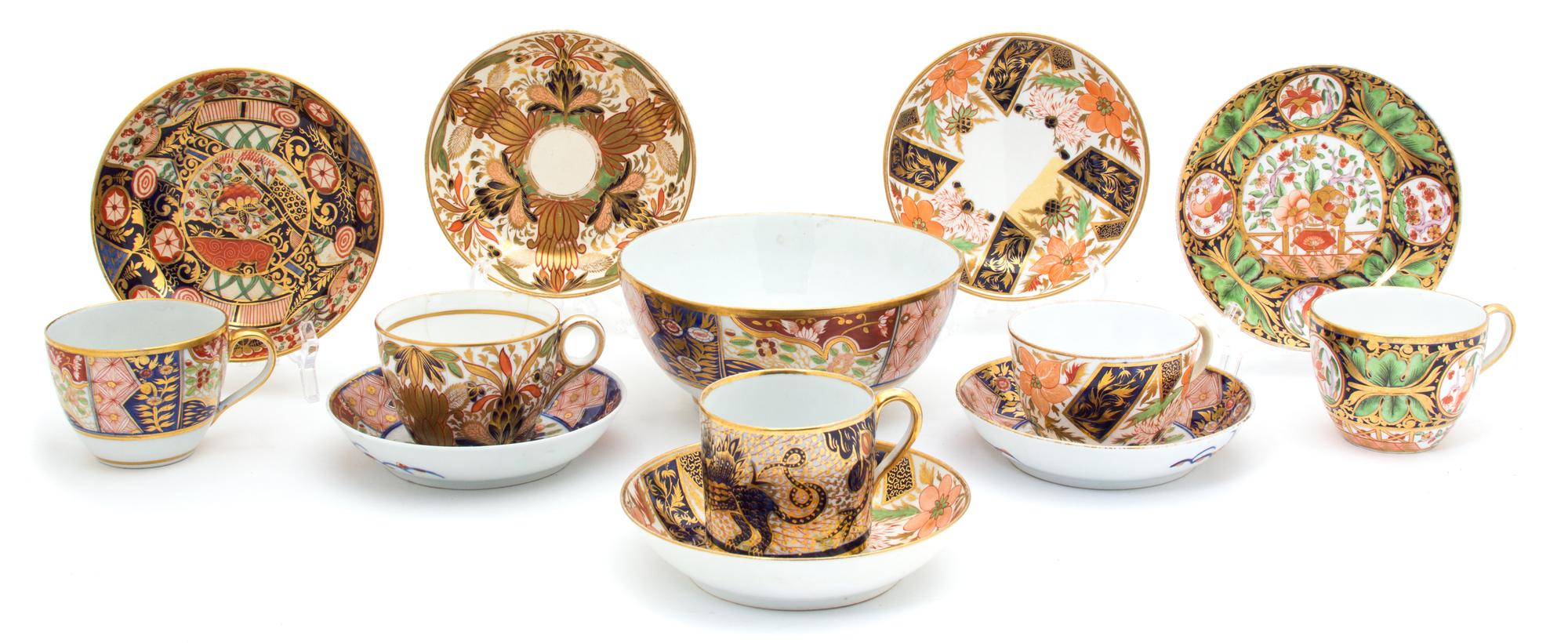 A Collection of English Imari Design Porcelains Diameter of saucer 5 inches. — 18TH/19TH CENTURY