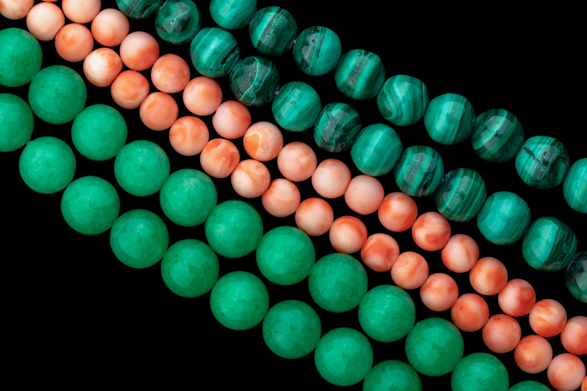 Three Chinese Jadeite and Hardstone Necklaces