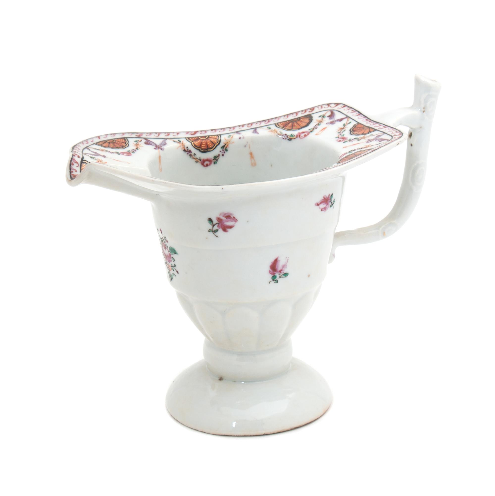A Chinese Export Gravy Boat Height 5 1/2 inches.