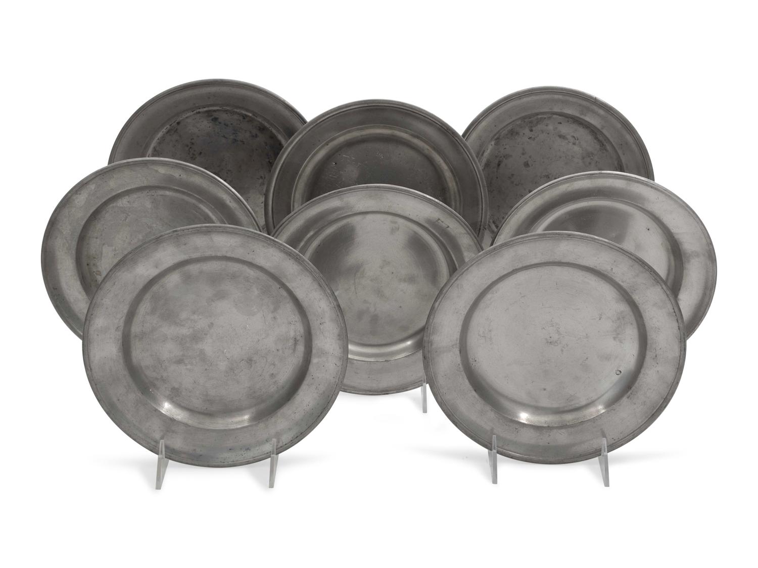 A Set of Eight Pewter Plates