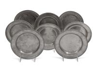 A Set of Eight Pewter Plates