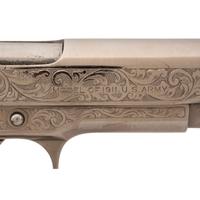 ** Engraved and Refinished Nickel Plated Colt US Model 1911 Pistol with Pearl Grips