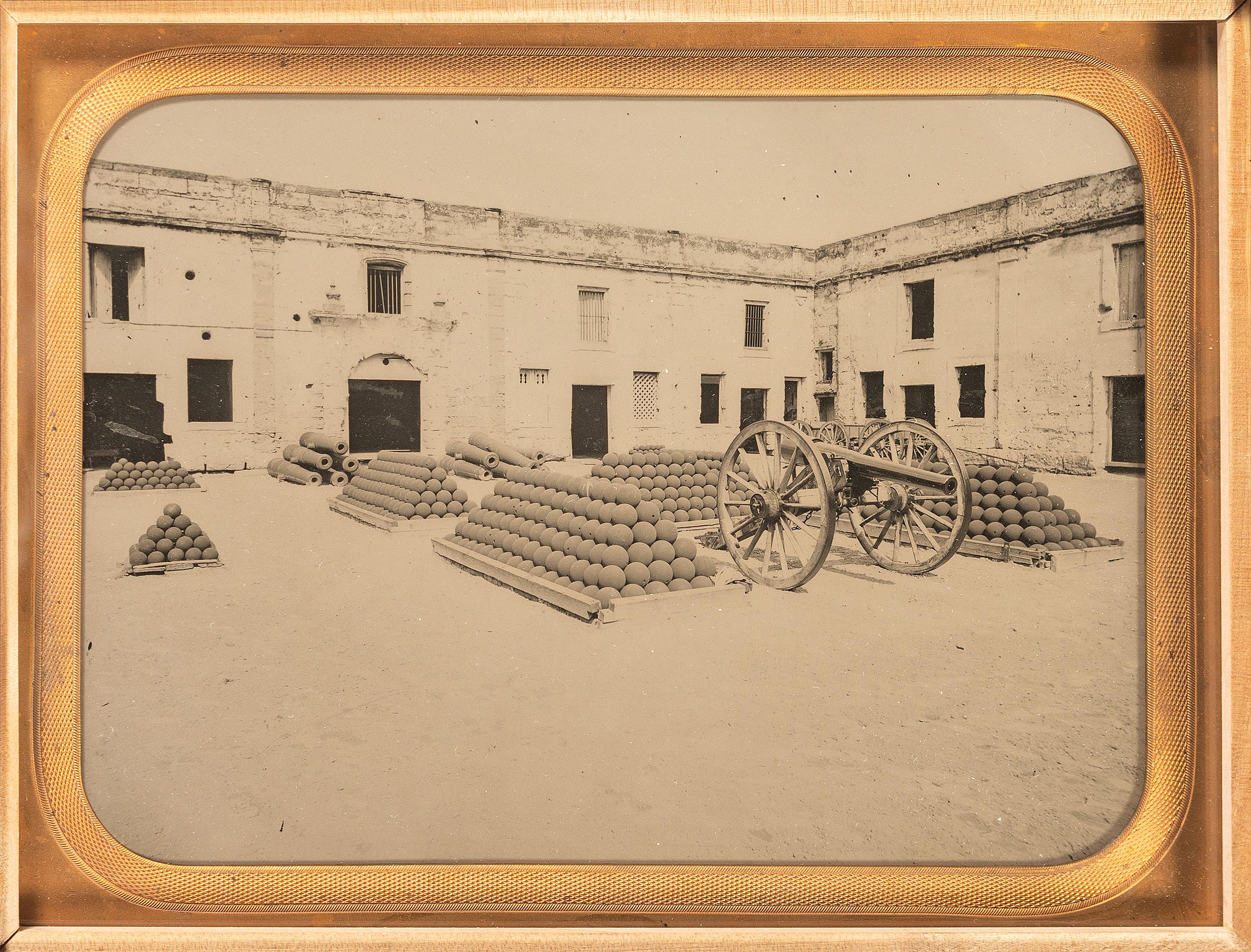 [CIVIL WAR]. Full plate ambrotype of the interior of Fort Marion. Saint Augustine, Florida: ca 1860s.