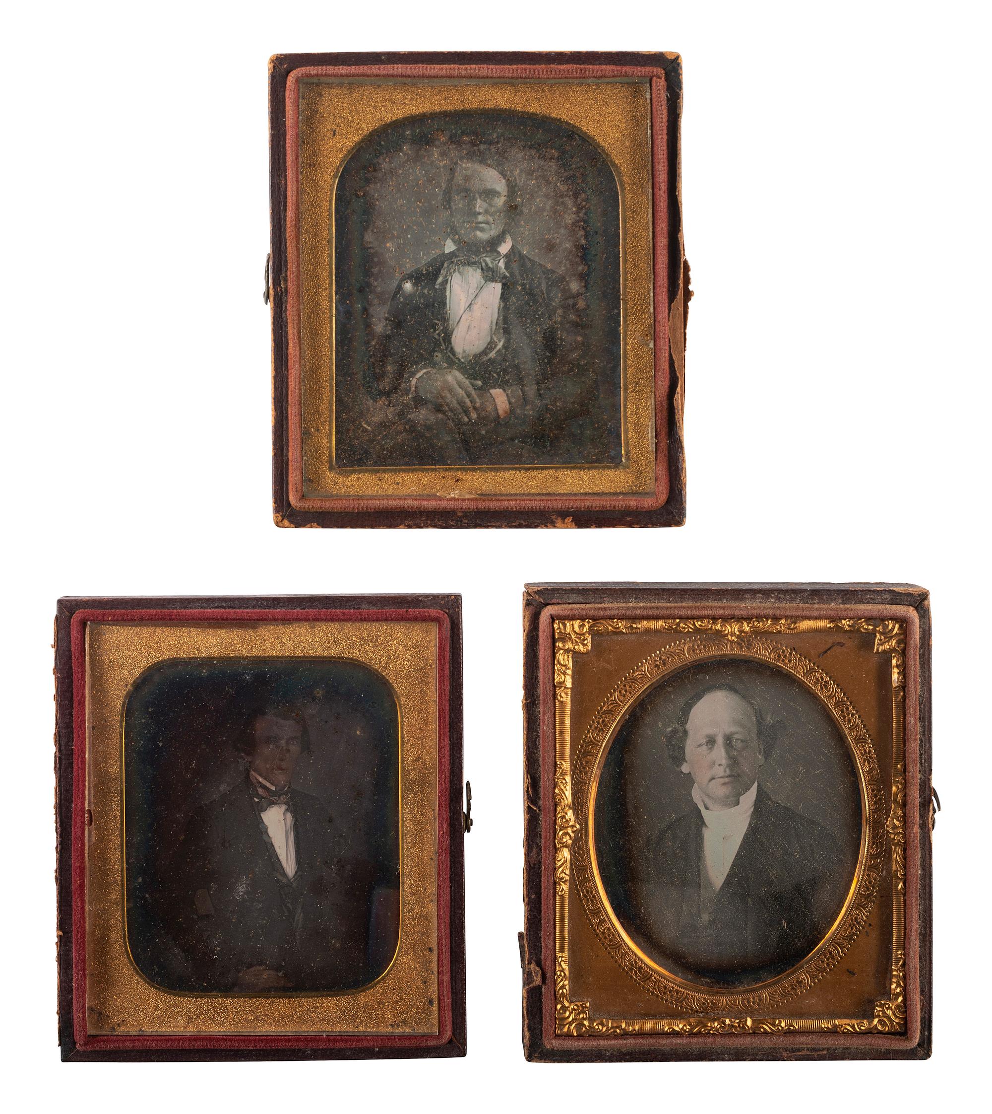 [EARLY PHOTOGRAPHY]. A group of 15 daguerreotypes of distinguished gentlemen of varying ages, including: