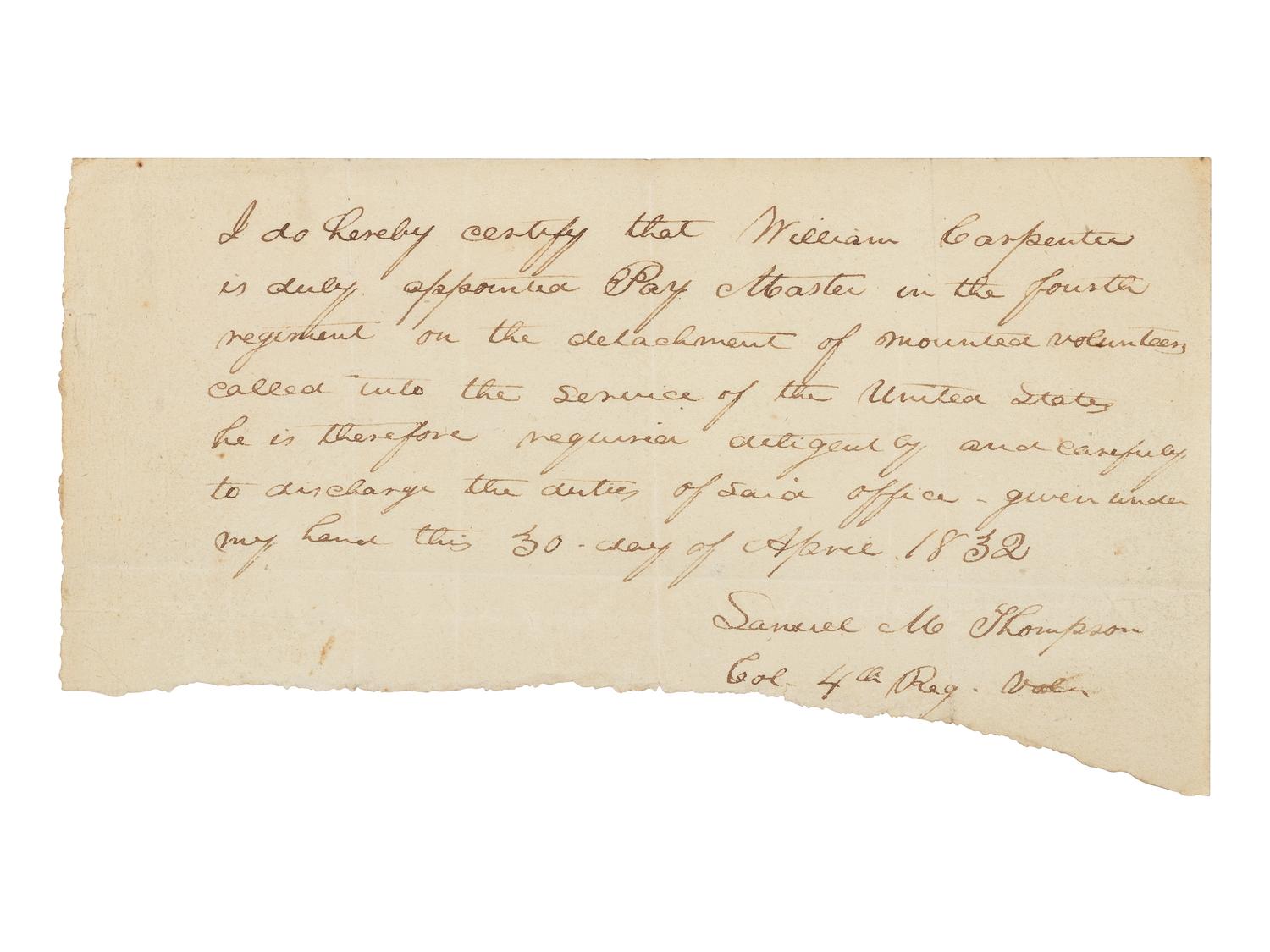 [Presidential] Lincoln, Abraham. Autograph Document