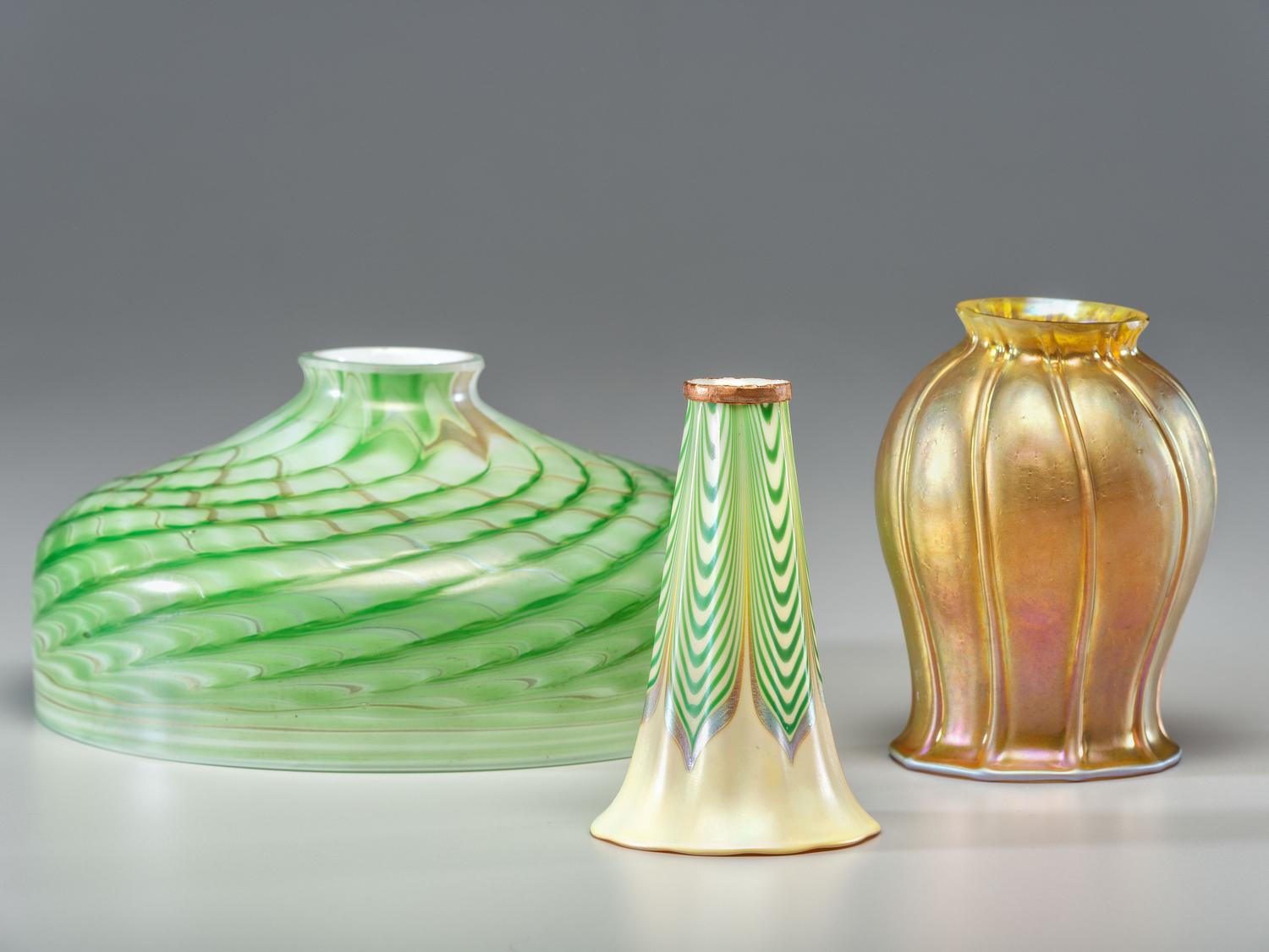 Three Art Glass Lamp Shades