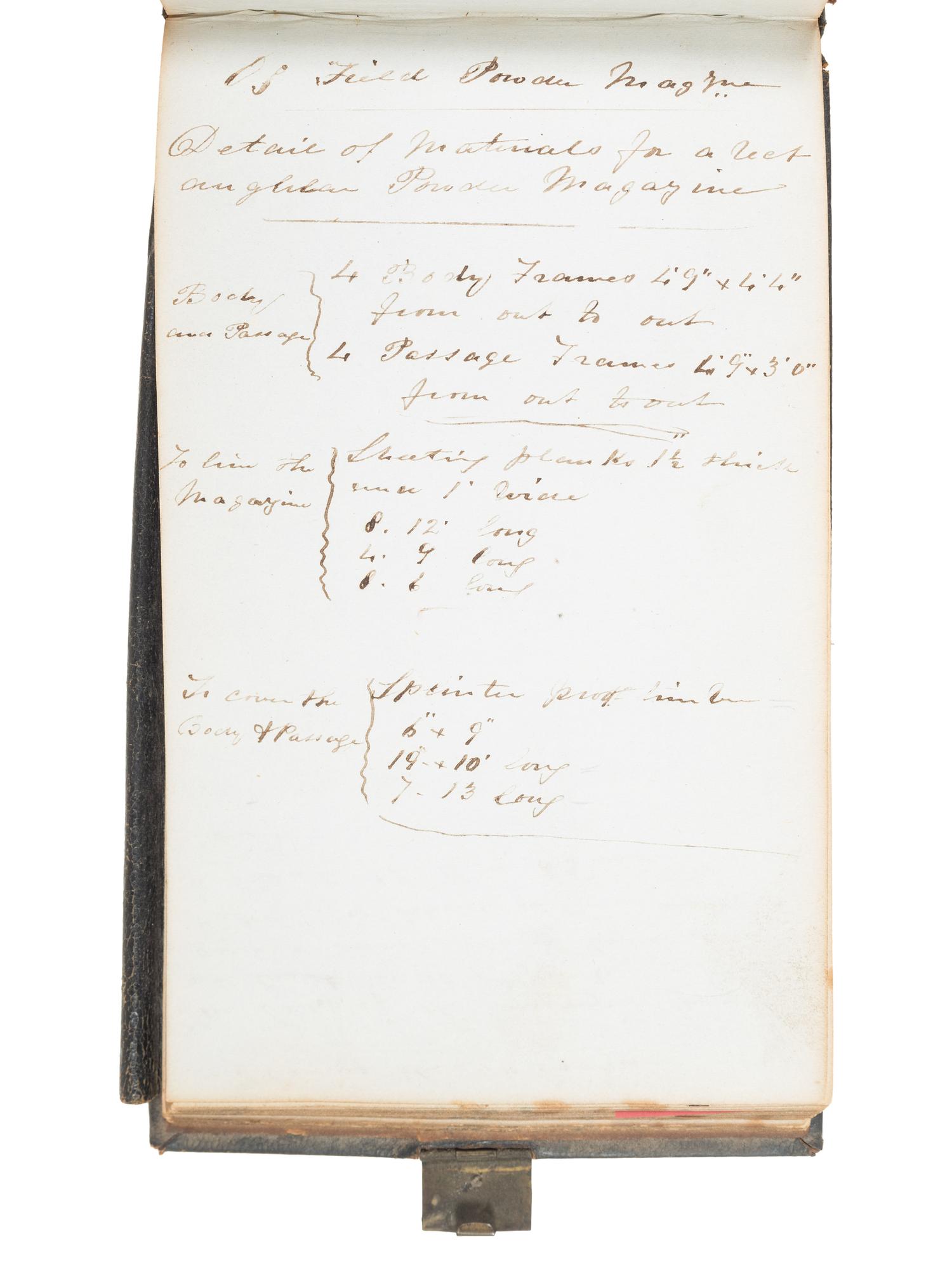 [CIVIL WAR]. "Battery and Entrenchment" notebook identified to George Davis, possibly of the 34th Pennsylvania Infantry.