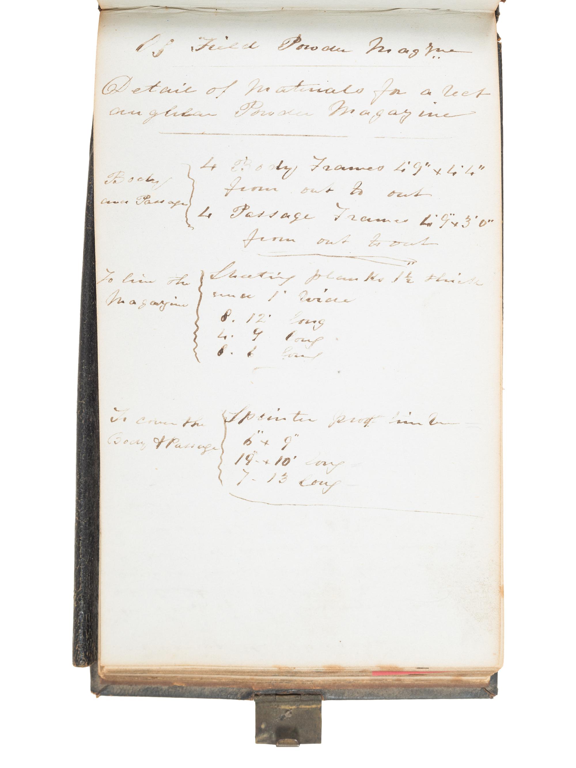 [CIVIL WAR]. "Battery and Entrenchment" notebook identified to George Davis, possibly of the 34th Pennsylvania Infantry.
