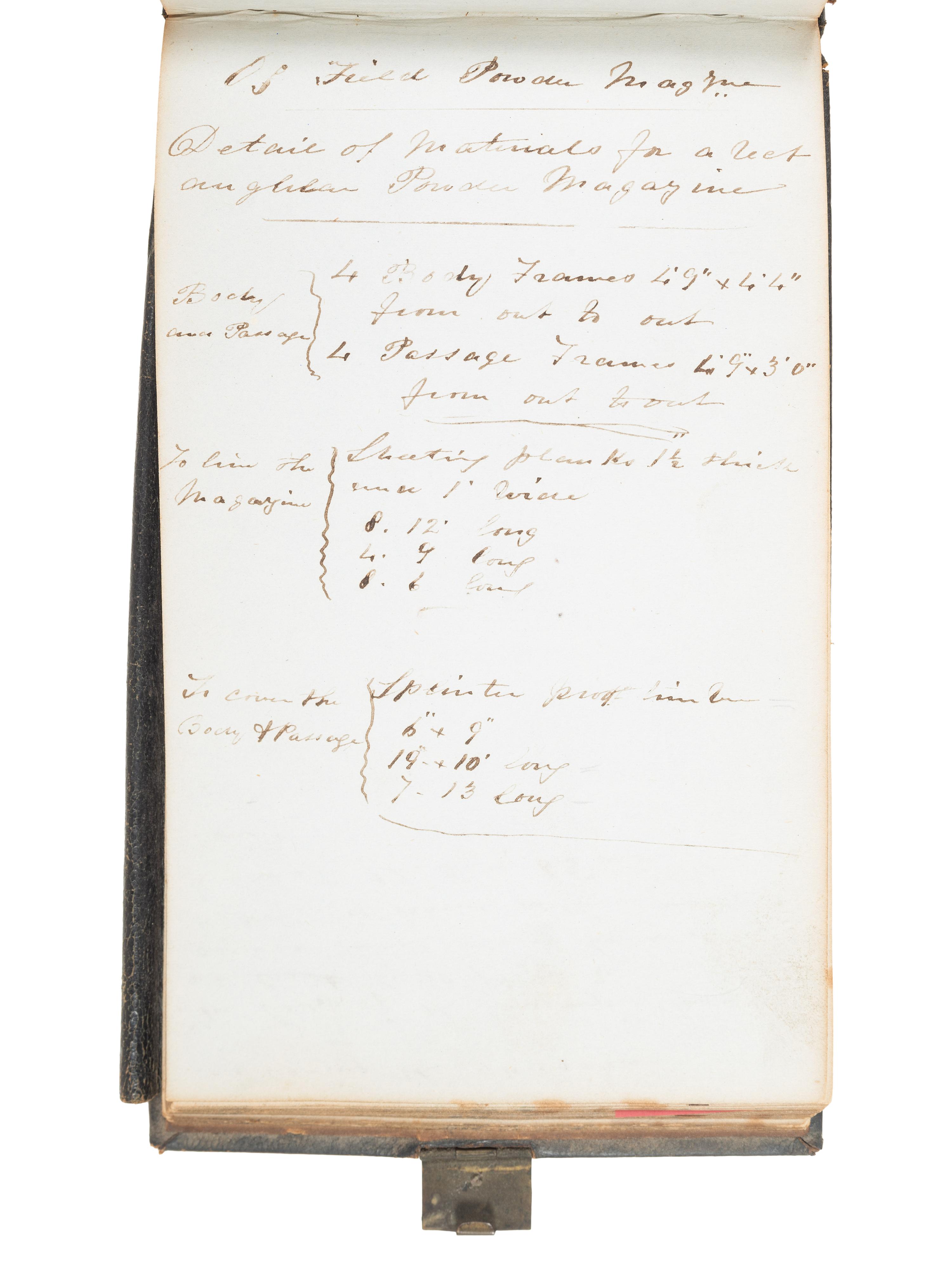 [CIVIL WAR]. "Battery and Entrenchment" notebook identified to George Davis, possibly of the 34th Pennsylvania Infantry.